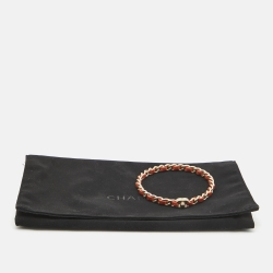 Chanel CC Orange Leather Woven Chain Bangle Bracelet 21 CM