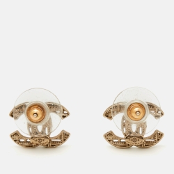 Pre Owned Chanel CC  Gold Tone Stud Earrings