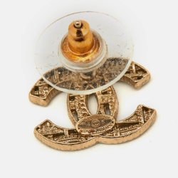 Pre Owned Chanel CC  Gold Tone Stud Earrings