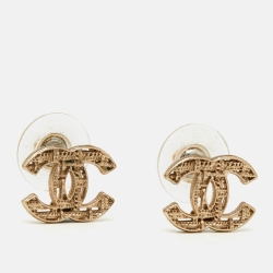 Pre Owned Chanel CC  Gold Tone Stud Earrings