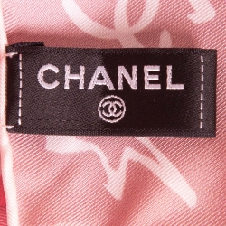 Pre Owned Chanel Pink Stars Print Silk Scarf with Hair Band