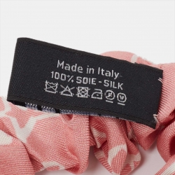 Pre Owned Chanel Pink Stars Print Silk Scarf with Hair Band