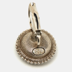 Pre Owned Chanel Silver Tone CC Medallion Dangle Earrings