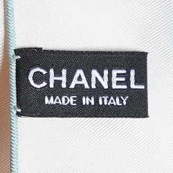 Chanel Cream CC Logo Print Silk Square Scarf