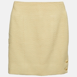Pre Owned Chanel Yellow Wool Mini Skirt XS