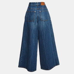 Pre Owned Chanel Blue Denim Wide-Leg Jeans M Waist 28"