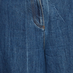 Pre Owned Chanel Blue Denim Wide-Leg Jeans M Waist 28"