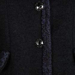 Pre Owned  Chanel Black Wool Contrast Trim Boucle Jacket XL