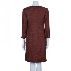 Pre Owned Chanel Red Knee Length Tweed Jacket XXL