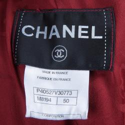Pre Owned Chanel Red Knee Length Tweed Jacket XXL