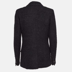 Chanel Black Tweed  Gripoix Button Detail Jackets L