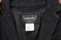 Chanel Black Tweed  Gripoix Button Detail Jackets L