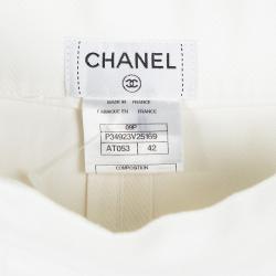 Pre Owned Chanel Off White Cotton Pleated Skirt L