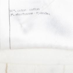 Pre Owned Chanel Off White Cotton Pleated Skirt L