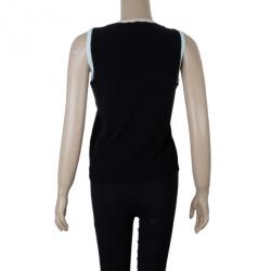 Pre Owned Chanel Block Color Ribbed Sleeveless Top L