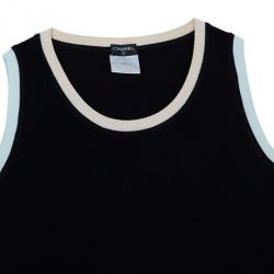 Pre Owned Chanel Block Color Ribbed Sleeveless Top L