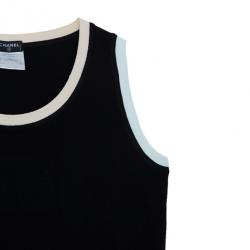 Pre Owned Chanel Block Color Ribbed Sleeveless Top L
