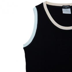 Pre Owned Chanel Block Color Ribbed Sleeveless Top L