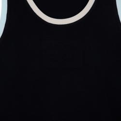 Pre Owned Chanel Block Color Ribbed Sleeveless Top L