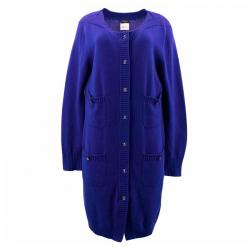 مملوكة مسبقًا Chanel Electric Blue Cashmere Long Cardigan XL