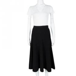 Chanel Black Crinkled Knit Midi Skirt XXL 