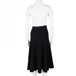 Chanel Black Crinkled Knit Midi Skirt XXL 