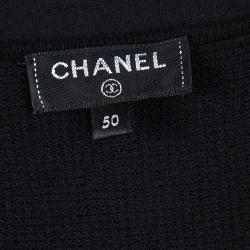 Chanel Black Crinkled Knit Midi Skirt XXL 