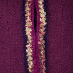 Pre Owned Chanel Purple Textured Wool Contrast Trim Detail Jacket XXL