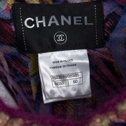 Pre Owned Chanel Purple Textured Wool Contrast Trim Detail Jacket XXL