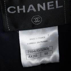 Pre Owned Chanel Navy Blue Wool Scallop Trim Detail Jacket XXL
