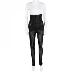 Chanel Black Perforated High Waist Trousers M