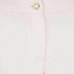 Pre Owned Chanel Blush Pink Textured Camellia Brooch Detail Blazer and Wide Leg Pants Suit XL