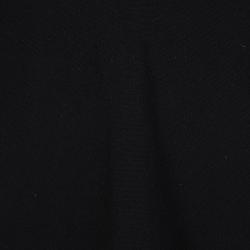 Pre Owned Chanel Black Cashmere Textured Trim V-Neck Short Sleeve Sweater XL