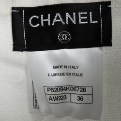 Pre Owned Chanel Ivory Velvet Fringed Trim Detail Sleeveless Dress S