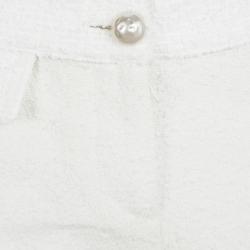 Pre Owned Chanel Off White High Waist Textured Shorts M