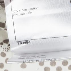 مملوكة مسبقًا Chanel Brown and White Lion Printed Cold Shoulder Tie Detail Top L