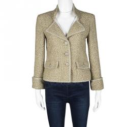 Chanel Beige Lurex Knit Textured Blazer S