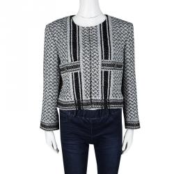 Pre Owned Chanel Monochrome Textured Sequined Jacket XL