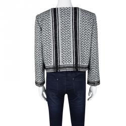 Pre Owned Chanel Monochrome Textured Sequined Jacket XL