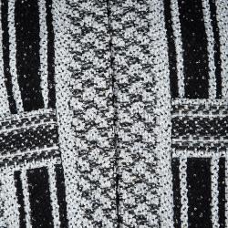Pre Owned Chanel Monochrome Textured Sequined Jacket XL