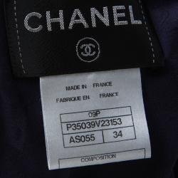 مملوكة مسبقًا فستان شانيل أزرق كحلي بلؤلؤ مزخرف بلا أكمام S