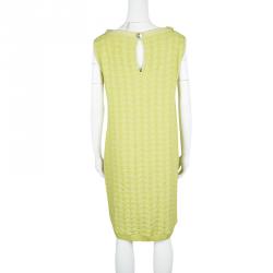 Chanel Yellow Textured Cotton Jacquard Knit Sleeveless Dress XL