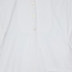 Pre Owned Chanel White Tuxedo Shirt M