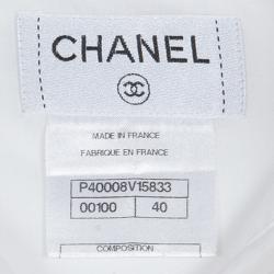 Pre Owned Chanel White Tuxedo Shirt M