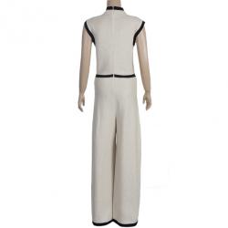 Pre Owned Chanel Cream Turtleneck Jumpsuit S