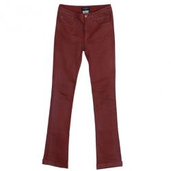 Pre Owned Chanel Red Denim Jeans S