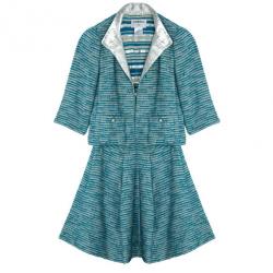 Pre Owned Chanel Blue Tweed Skirt Suit L