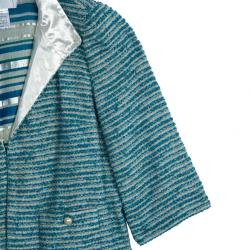 Pre Owned Chanel Blue Tweed Skirt Suit L
