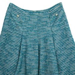 Pre Owned Chanel Blue Tweed Skirt Suit L