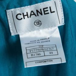 Pre Owned Chanel Blue Tweed Skirt Suit L